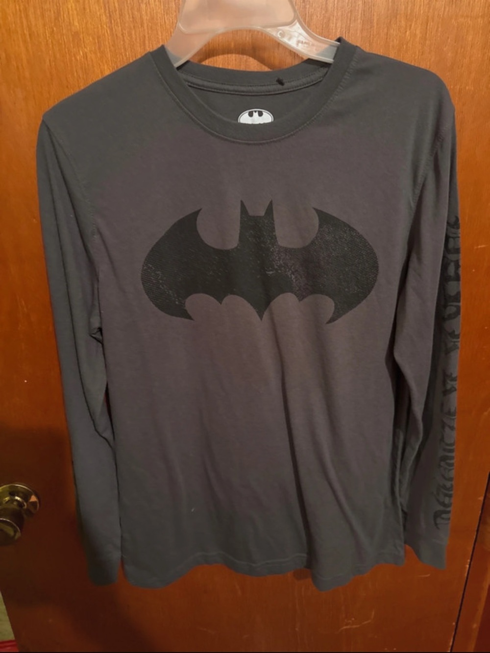 Batman Men's Long-Sleeve Tee in Black and Gray
